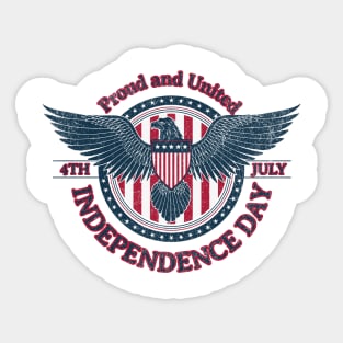 4th July Proud and United, Independence Day Sticker